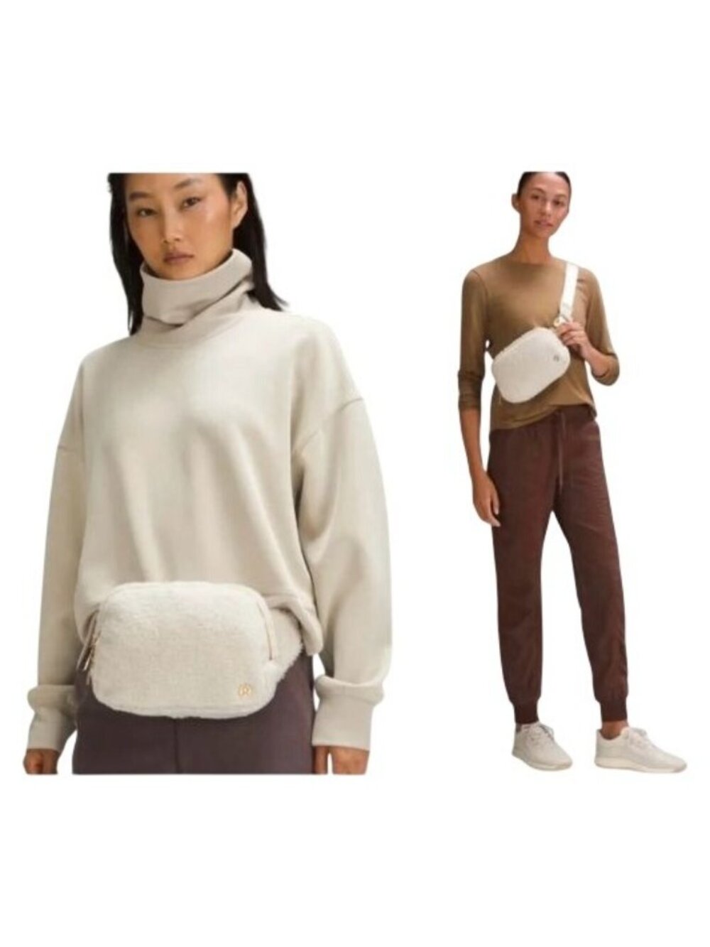 Lululemon Athletica Everywhere Fleece Sherpa Large Crossbody/Belt Bag 2L Ivory - Picture 5 of 7